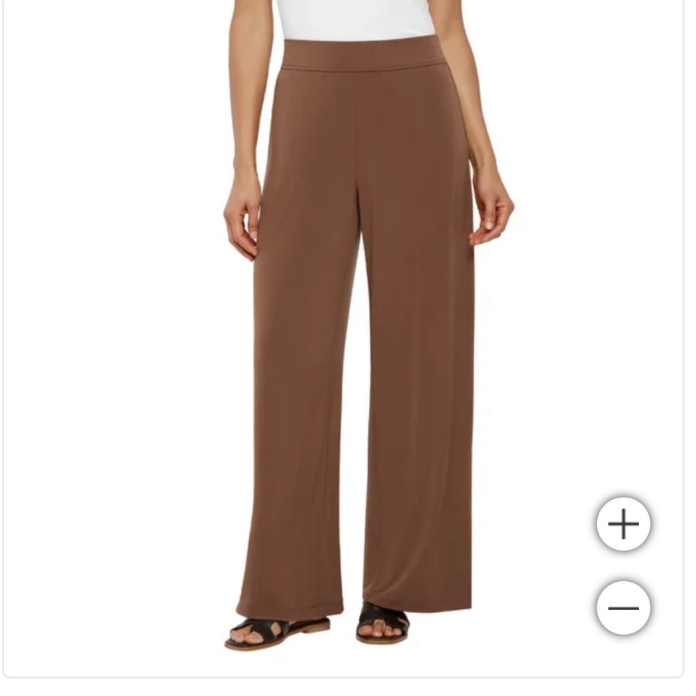 NWT Three Dots Women's Pull-On wide leg brown Pant